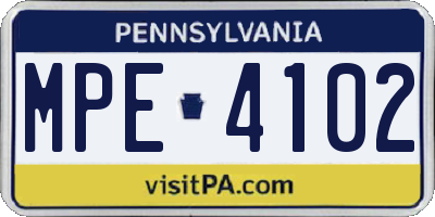 PA license plate MPE4102