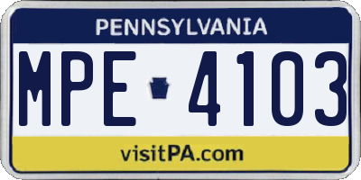 PA license plate MPE4103