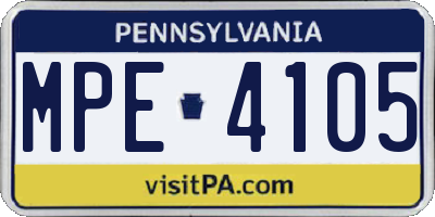 PA license plate MPE4105