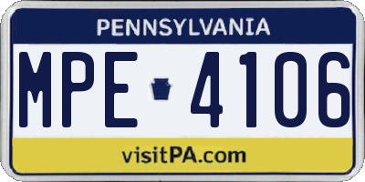 PA license plate MPE4106