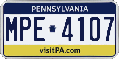PA license plate MPE4107