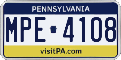 PA license plate MPE4108