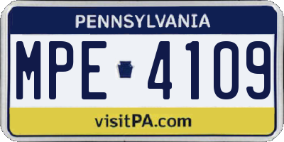 PA license plate MPE4109