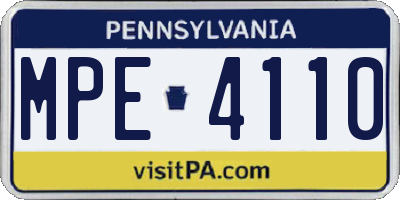 PA license plate MPE4110