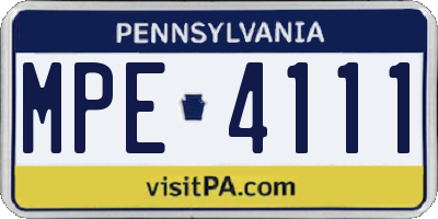 PA license plate MPE4111
