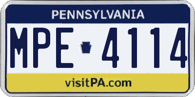 PA license plate MPE4114