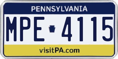 PA license plate MPE4115