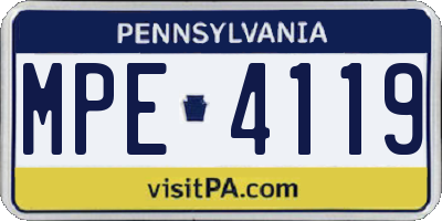 PA license plate MPE4119