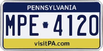 PA license plate MPE4120