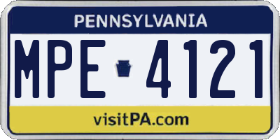 PA license plate MPE4121