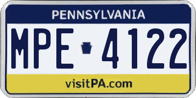PA license plate MPE4122