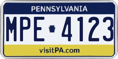 PA license plate MPE4123