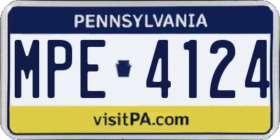 PA license plate MPE4124