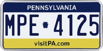 PA license plate MPE4125