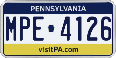 PA license plate MPE4126