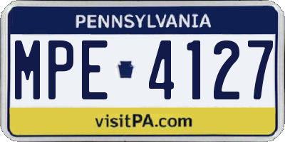 PA license plate MPE4127