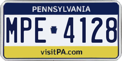 PA license plate MPE4128