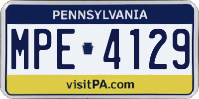 PA license plate MPE4129