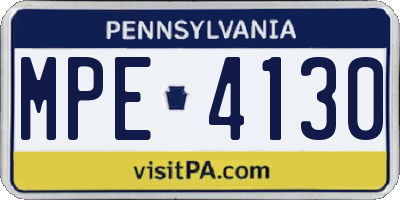 PA license plate MPE4130