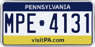 PA license plate MPE4131