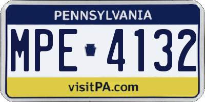 PA license plate MPE4132