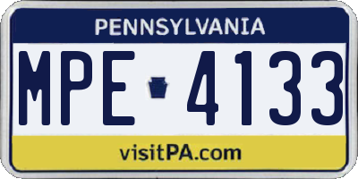 PA license plate MPE4133
