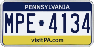 PA license plate MPE4134