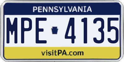 PA license plate MPE4135