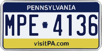 PA license plate MPE4136