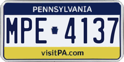 PA license plate MPE4137