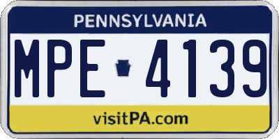 PA license plate MPE4139