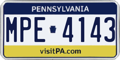 PA license plate MPE4143