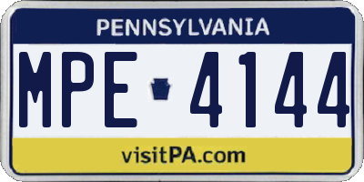 PA license plate MPE4144