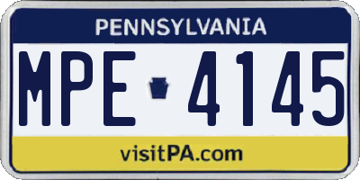 PA license plate MPE4145