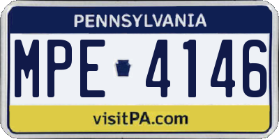 PA license plate MPE4146