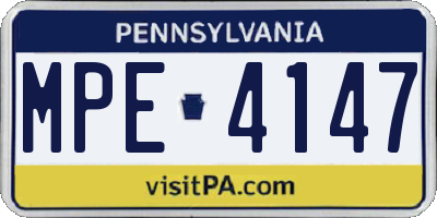 PA license plate MPE4147