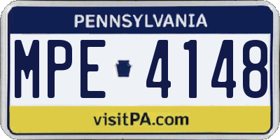 PA license plate MPE4148