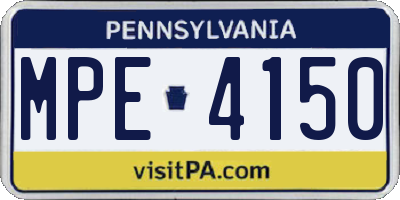 PA license plate MPE4150