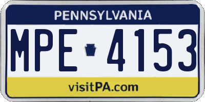 PA license plate MPE4153