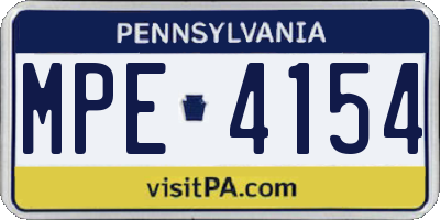 PA license plate MPE4154