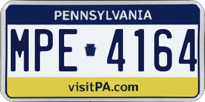 PA license plate MPE4164