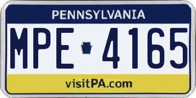 PA license plate MPE4165