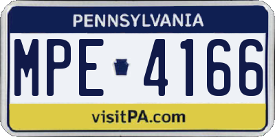 PA license plate MPE4166