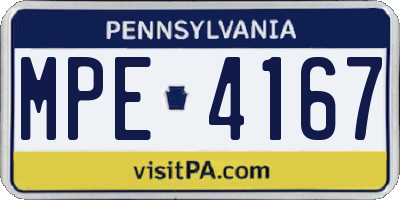 PA license plate MPE4167
