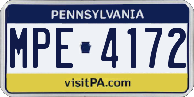 PA license plate MPE4172