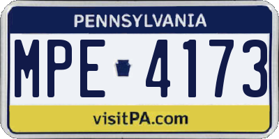 PA license plate MPE4173