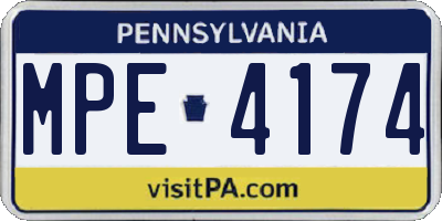 PA license plate MPE4174