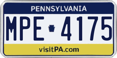 PA license plate MPE4175