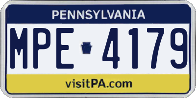 PA license plate MPE4179