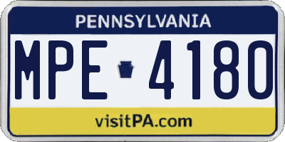 PA license plate MPE4180